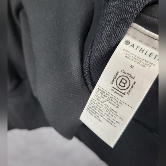 ATHLETA Retroterry V-Neck Sweatshirt Tee Sweater Vest Ivory In Black Size M‎ - Picture 13 of 15